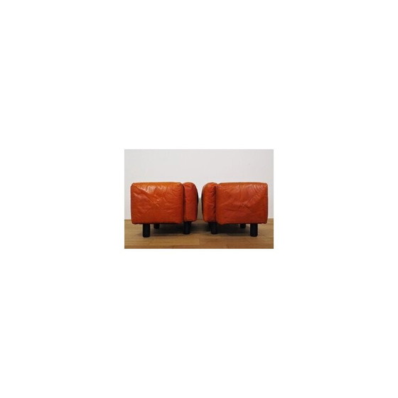 Image 1 of Vintage Marius and Marius living room set in orange leather by Mario Marenco for Arflex, 1970s