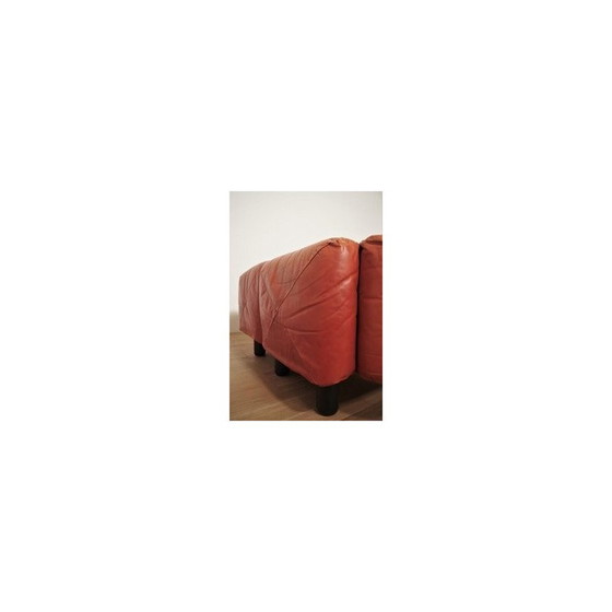 Image 1 of Vintage Marius and Marius living room set in orange leather by Mario Marenco for Arflex, 1970s