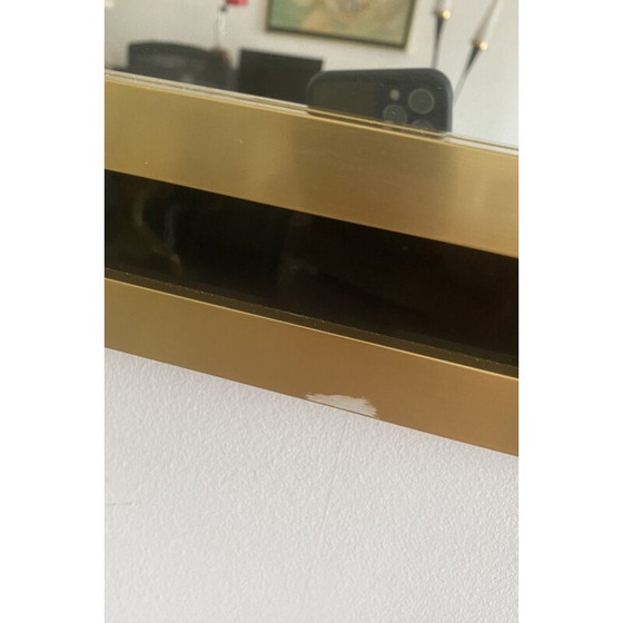 Image 1 of Specchio vintage con cornice in metallo cromato e laccato nero, Italia 1970
