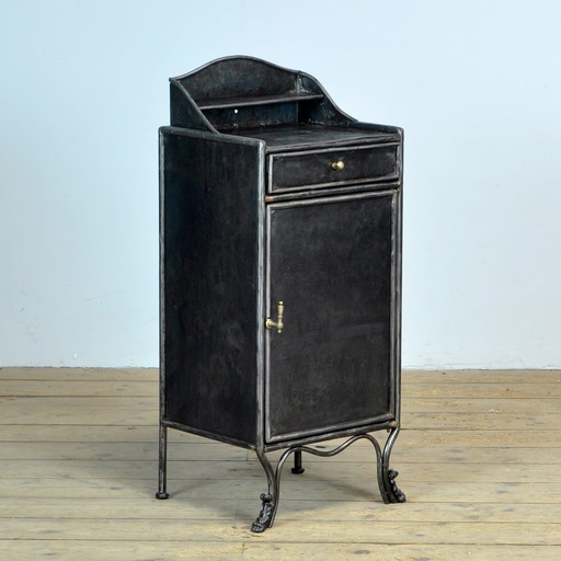 Antique Iron Hospital Nightstand, 1920s