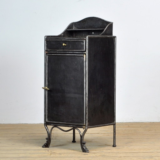 Antique Iron Hospital Nightstand, 1920s