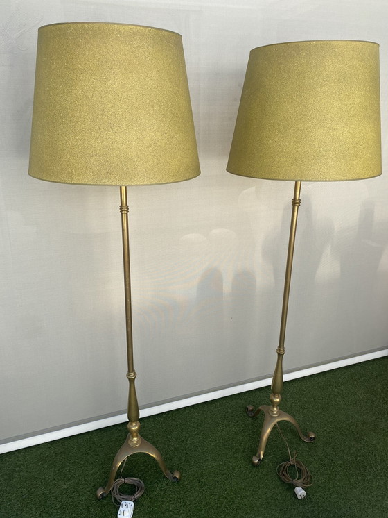 Image 1 of 2 Pieces Hollywood Regency Floor Lamps