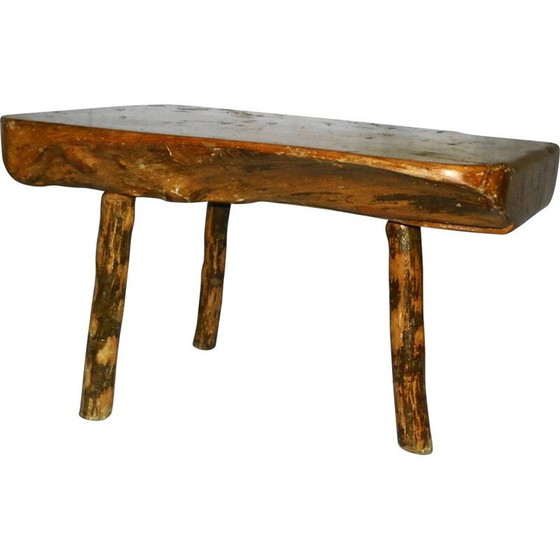 Image 1 of Vintage Brutalist coffee table in solid oak, 1970