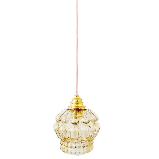Suspension vintage en verre beige en forme de méduse, années 1950