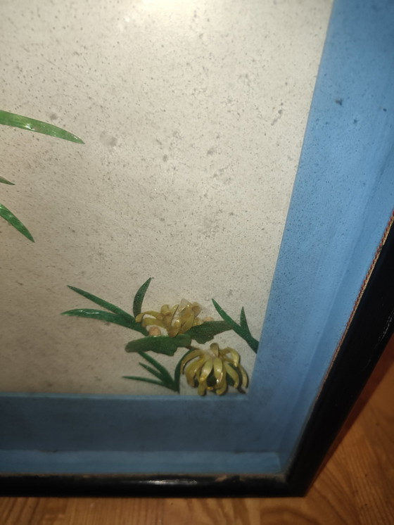 Image 1 of Antique Chinese Painting Relief And Mother Of Pearl