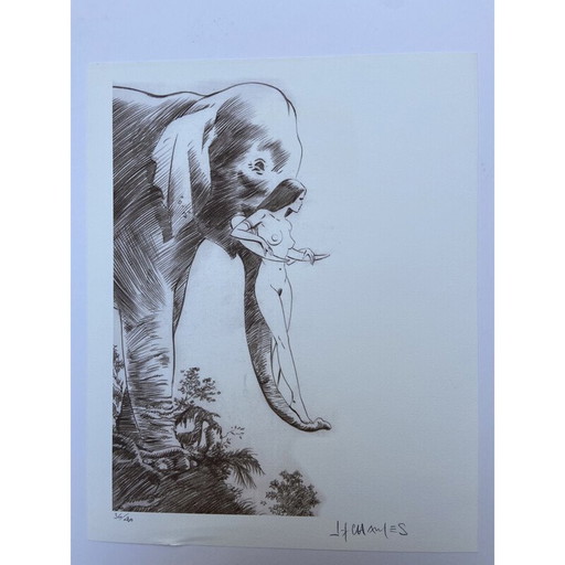 Litografía antigua "Sueños de la India 1" de Jean-Francois Charles