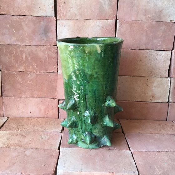 Image 1 of Tamegroute Glazed Earthenware Pottery Vase