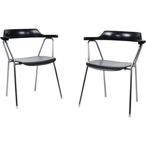 Pair of vintage 4455 black dining chairs by Niko Kralj