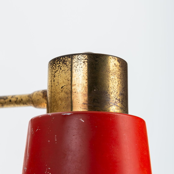 Image 1 of Red And Brass Wall Lamp