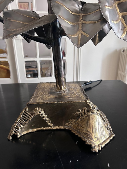 Brass And Steel Sculptural Lamp