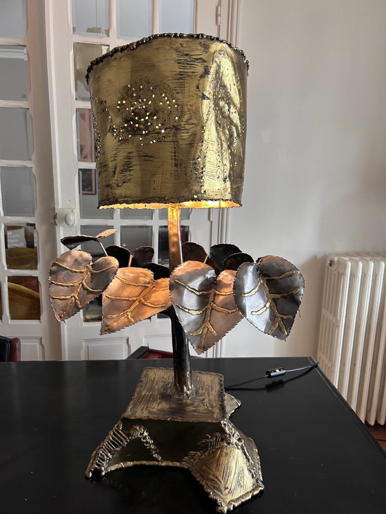 Image 1 of Lámpara escultórica de latón y acero 