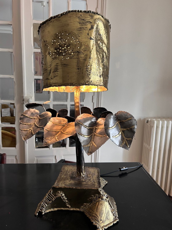 Image 1 of Lámpara escultórica de latón y acero 