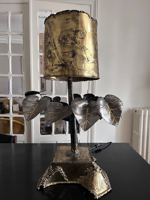 Brass And Steel Sculptural Lamp