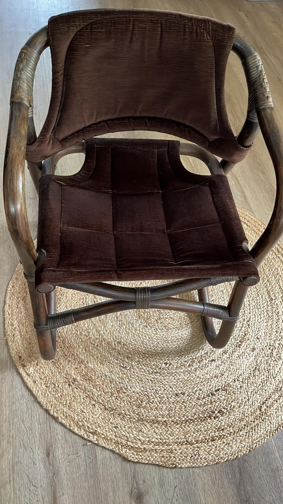 Image 1 of Chaise Safari en rotin marron