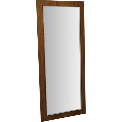 Specchio da parete minimalista in teak di metà secolo, anni '70