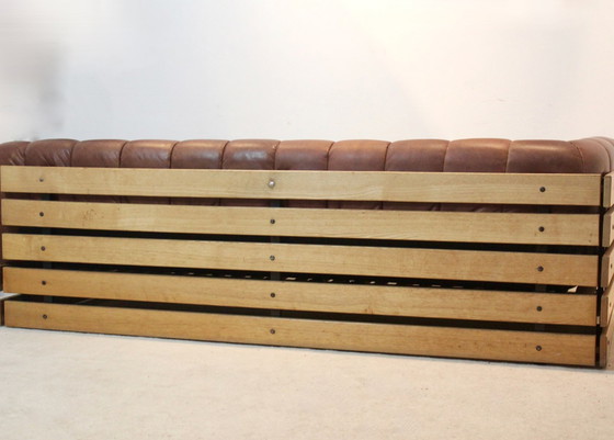 Image 1 of Dutch Lounge Sofa Set in Wood and Cognac Leather