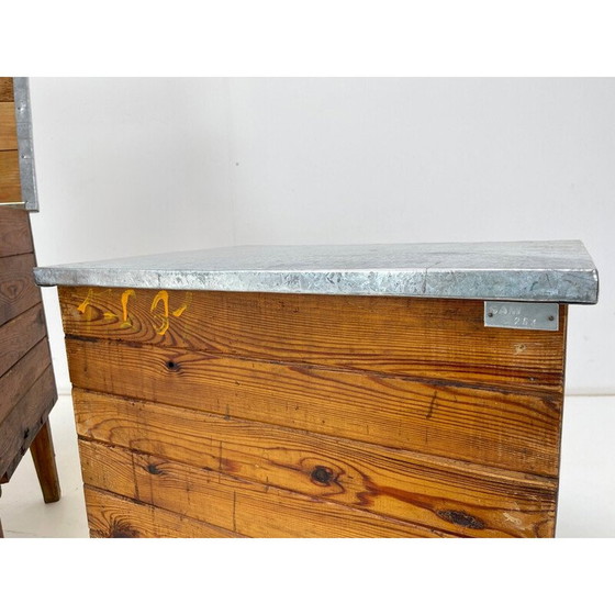 Image 1 of Pair of vintage industrial wooden night stands, 1950s
