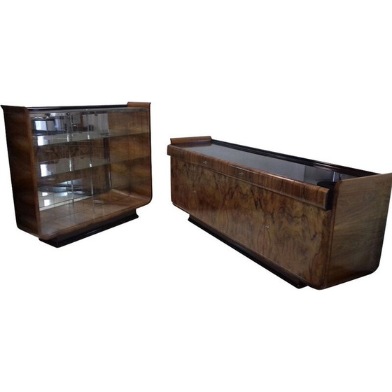 Image 1 of Set vintage con mobile e credenza di Jindřich Halabala per Up Zàvody, Cecoslovacchia 1930