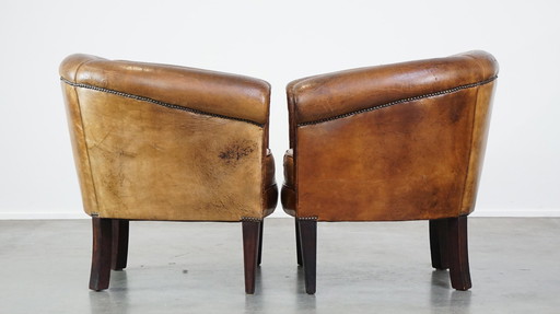 2 X Club Armchair Made Of Sheepskin