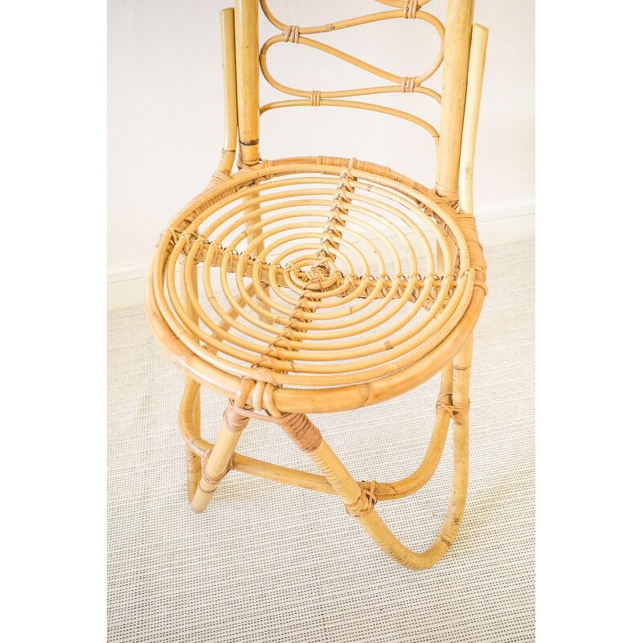 High Back Circular Bamboo Chair Mid-century Bamboo High Backrest