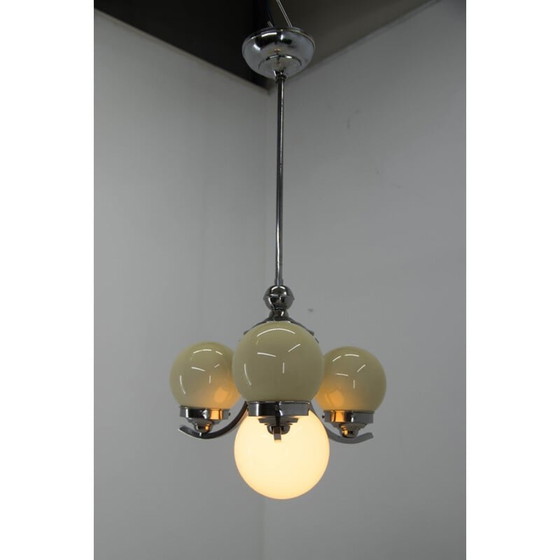 Image 1 of Vintage Art Deco blown glass chandelier, 1930