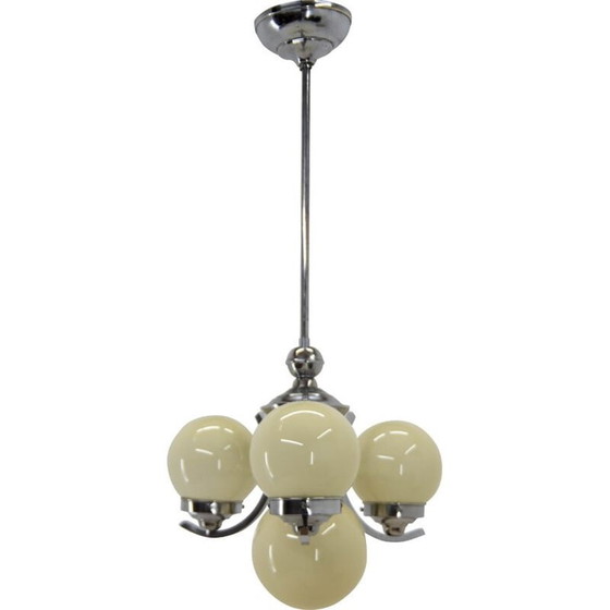 Image 1 of Vintage Art Deco blown glass chandelier, 1930