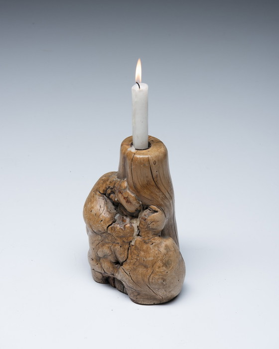 Image 1 of 2x Burl Wood candle holder