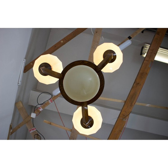 Image 1 of Vintage Art Deco wooden chandelier, 1930