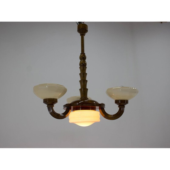 Image 1 of Vintage Art Deco wooden chandelier, 1930