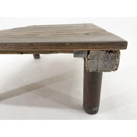 Image 1 of Vintage industrial wood and iron coffee table, 1950s