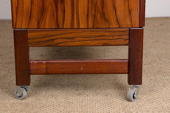 Image 1 of Norwegian Rosewood Rolling Extending Bar By Torbjørn Afdal For Bruksbo 1960.