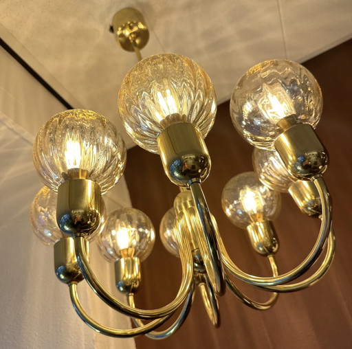 Lustre Kaiser Leuchten avec boules d'ambre