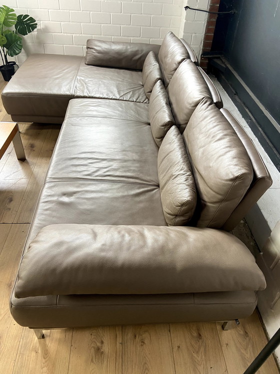 Image 1 of Ewald Schillig leather sofa with seat depth adjustment