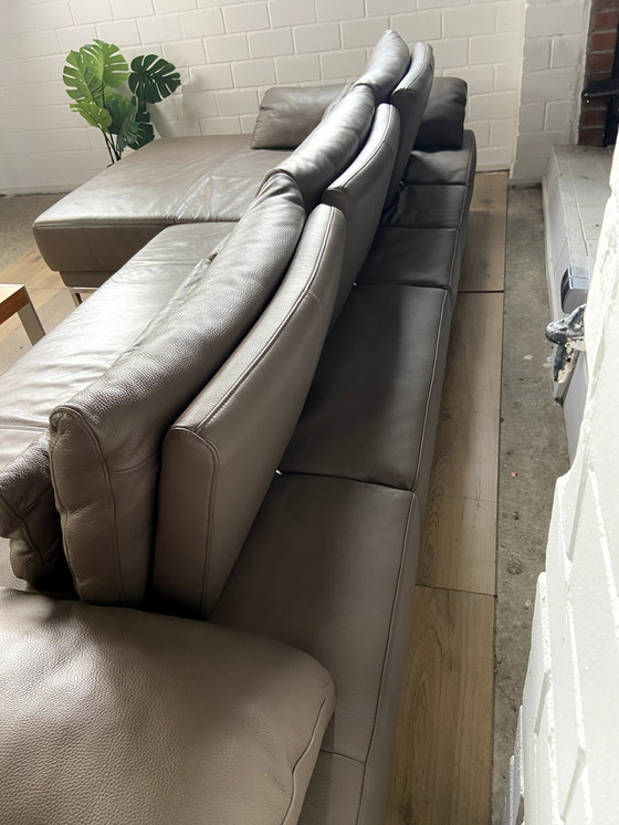 Image 1 of Ewald Schillig leather sofa with seat depth adjustment