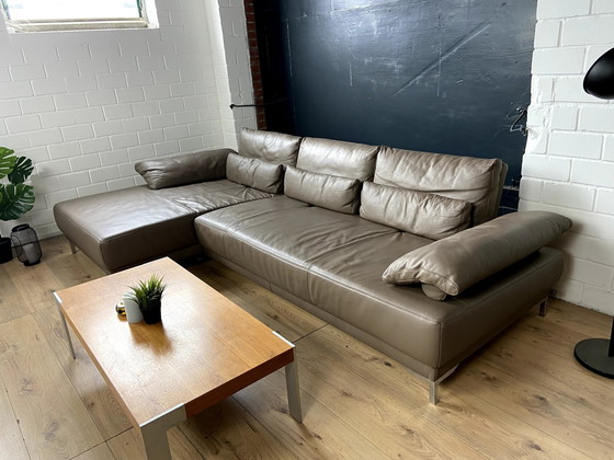 Image 1 of Ewald Schillig leather sofa with seat depth adjustment