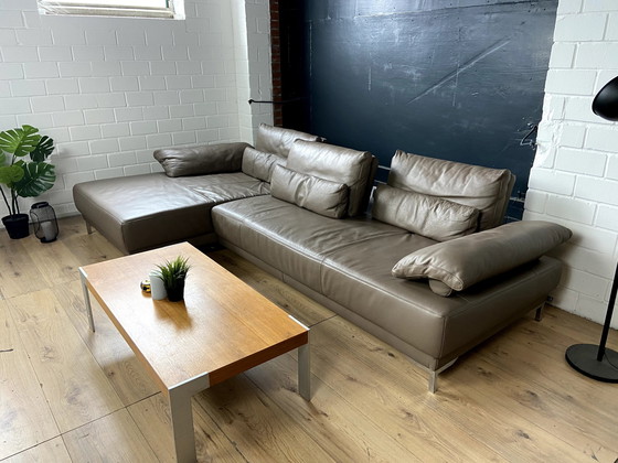 Image 1 of Ewald Schillig leather sofa with seat depth adjustment