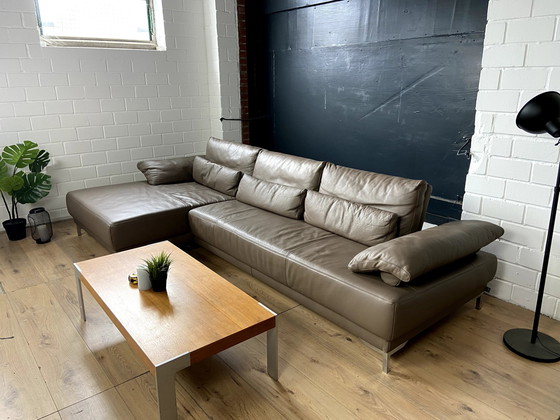 Image 1 of Ewald Schillig leather sofa with seat depth adjustment