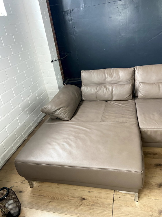 Image 1 of Ewald Schillig leather sofa with seat depth adjustment