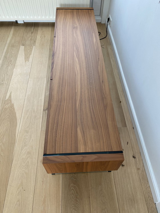 Image 1 of Walnut Wood TV Cabinet and Tempered Glass