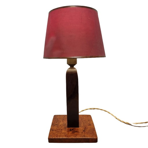 French Art Deco Table Lamp With Root Walnut Circa 1920