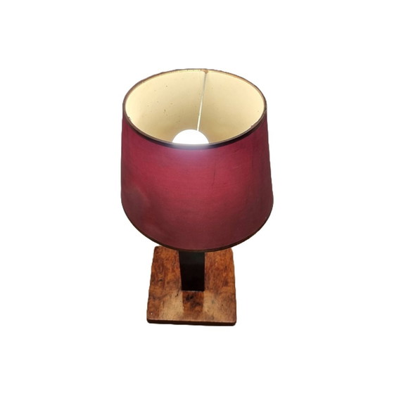 Image 1 of Lámpara de mesa Art Déco francesa con madera de nogal, circa 1920