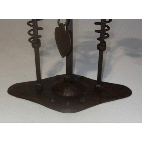 Image 1 of Vintage wrought iron candelabra with 2 lights representing a swan, France 1950