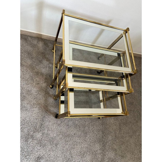 Image 1 of Tavolini "Nido" vintage in ottone e vetro, Italia anni '70