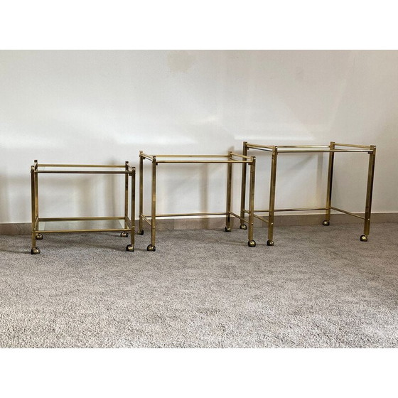 Image 1 of Tavolini "Nido" vintage in ottone e vetro, Italia anni '70