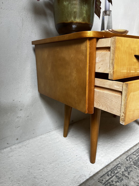 Image 1 of Set Of Two 60s Nightstands On Slender Wooden Legs