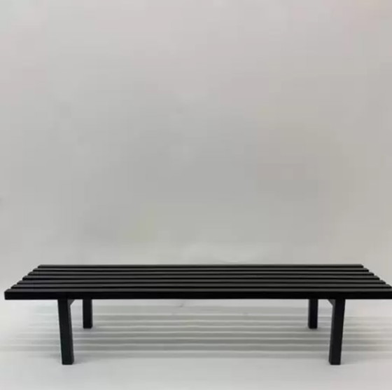 Image 1 of Mid-century slatted wooden bench, 1970’s