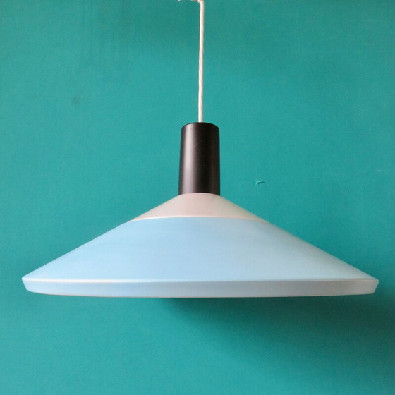 Image 1 of Lampada a sospensione vintage in metallo blu di Louis Poulsen, Danimarca, 1960