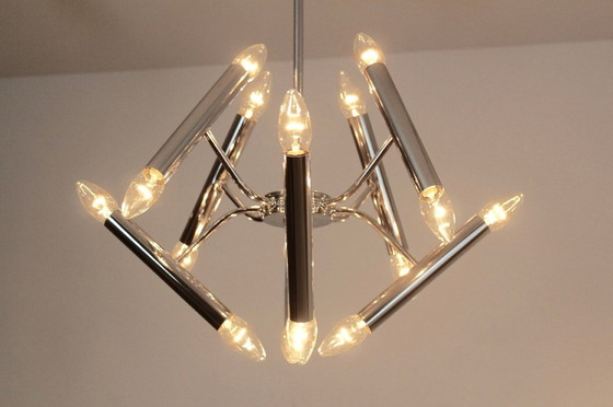 Image 1 of Geometrical Chrome Chandelier from Boulanger, 1960s