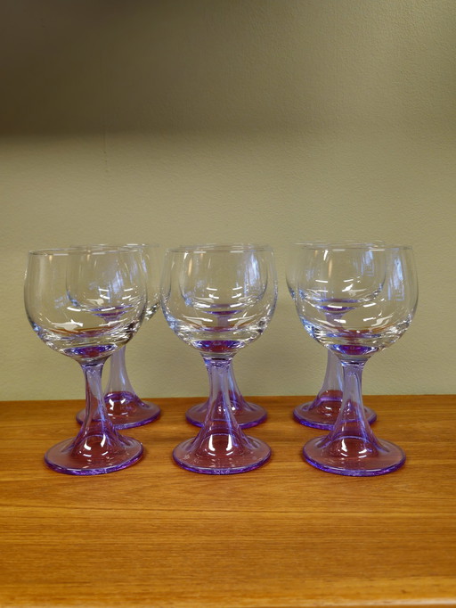 6X Murano Alexanderite Neodymium Wine Glasses Glasses