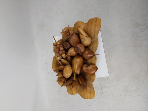 1 X Teak Fruit Bowl O.A. Bananas Grapes Pineapples. 1970'S